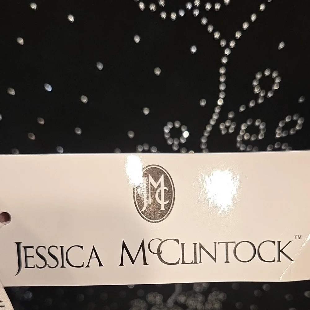 Jessica McClintock Shear Sparkly Black Wrap / Scarf with Embellishments